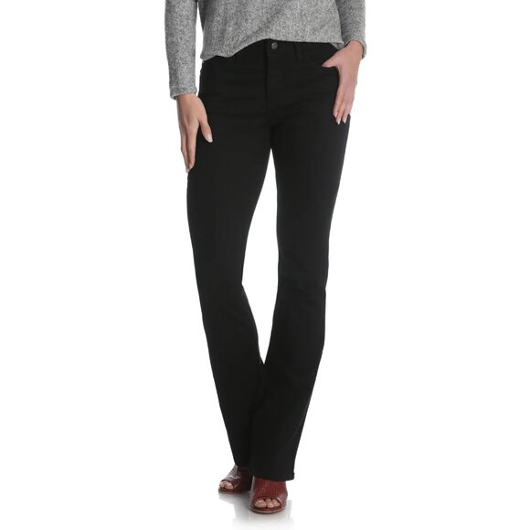 Riders by Lee Mid-Rise Bootcut Jeans Women 12 Long Stretch Denim Zip Fly Black - Picture 12 of 12